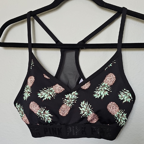 PINK Sport Victoria's Secret Pineapple Print Sports Bra Bralette Medium - Picture 1 of 8